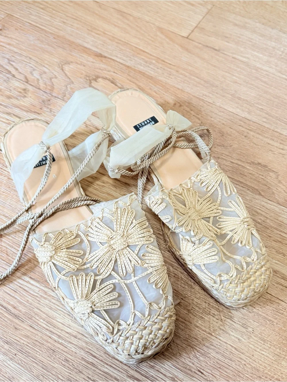 Stuart Weitzman Vintage Espadrille Lace Up Sandals